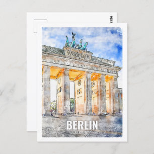 Cartão Postal Berlin Alemanha Viagem Place Watercolor