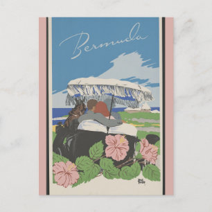 Cartão Postal Bermuda Vintage Beach Floral Viagem