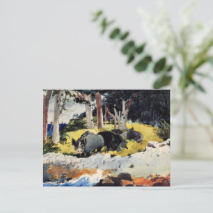 Cartão Postal Bermudas Settlers, uma pintura de Winslow Homer,