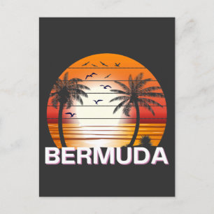 Cartão Postal Bermudas Vintage Palm Trees Summer Beach