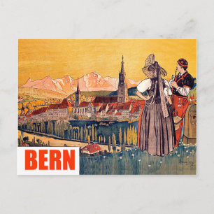 Cartão Postal Berna, cidade panorâmica, Suiça, viagens vintage