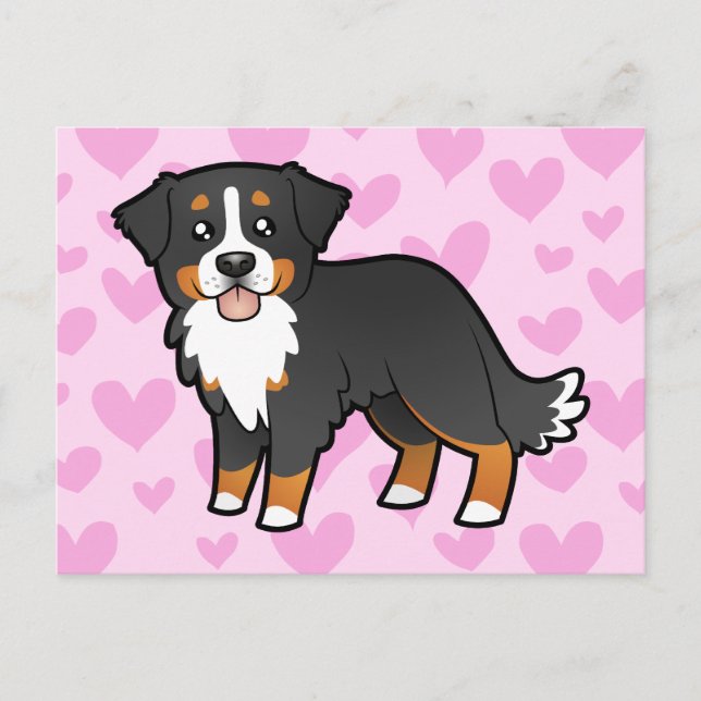 Cartão Postal Bernese Mountain Dog Love (Frente)