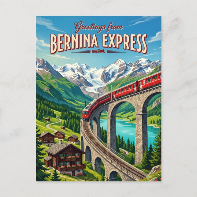Cartão Postal Bernina Express Suíça (Frente)