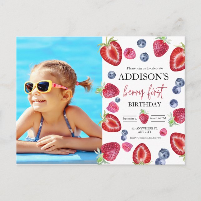Cartão Postal Berry First Photo do Partido do primeiro aniversar (Frente)