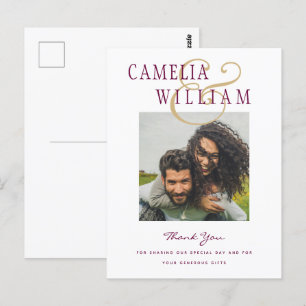 Cartão Postal Berry Wine, Dourado no casamento, obrigado FOTO