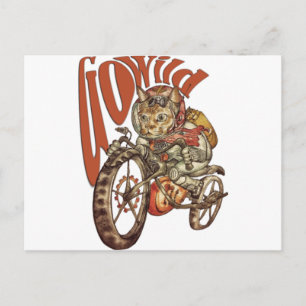 Cartão Postal Berserk Steampunk Motorcycle Cat Go Wild T-Shirt.p