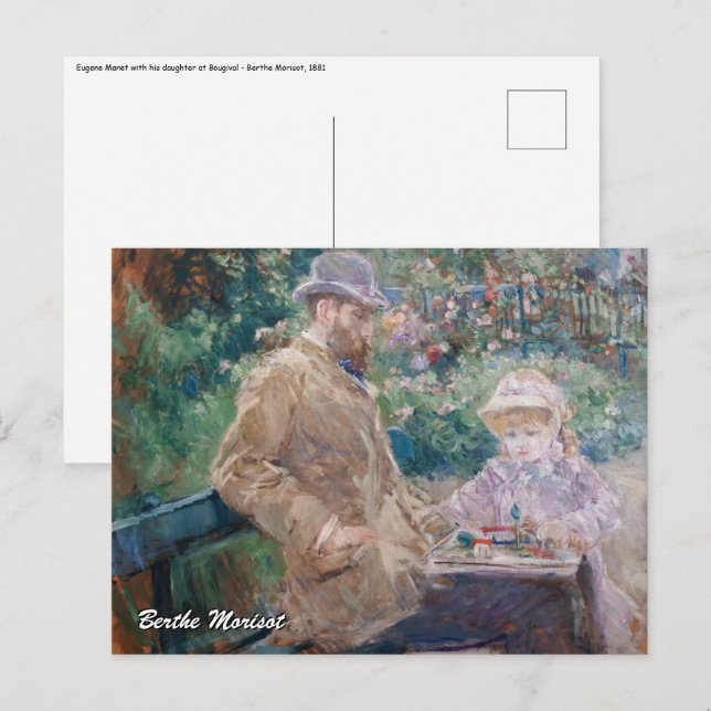 Cartão Postal Berthe Morisot - Eugene Manet com sua filha (Frente/Verso)