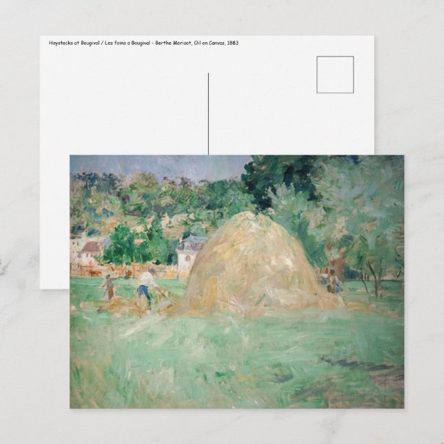 Cartão Postal Berthe Morisot - Haystacks em Bougal (Frente/Verso)