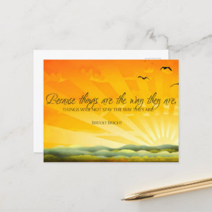 Cartão Postal Bertolt Brecht Inspirational Cote "Change" Postca