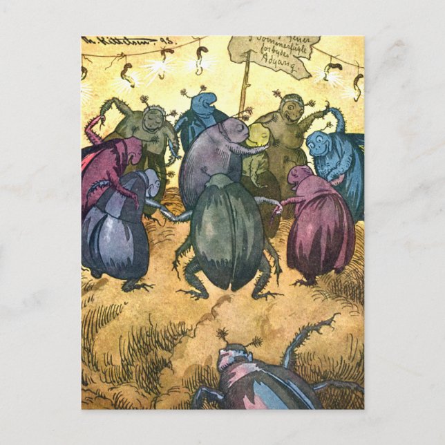 Cartão Postal Besouros Celebrando o Meio-Verão (Frente)