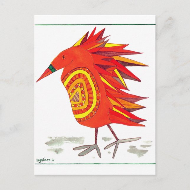 Cartão Postal Bessie Bird Posta Placa de Bloco Bidirecional (Frente)