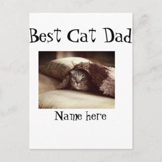 Cartão Postal best cat dad photo name fathers day pet dad daddy 