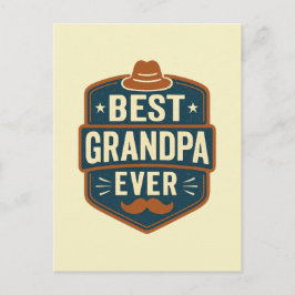 Cartão Postal Best grandpa ever retro badge