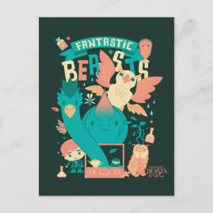Cartão Postal Bestas Fantásticas De Cartoon Com Newt Scamander
