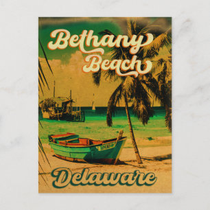 Cartão Postal Bethany Beach Delaware Palm Trees Vintage 80s