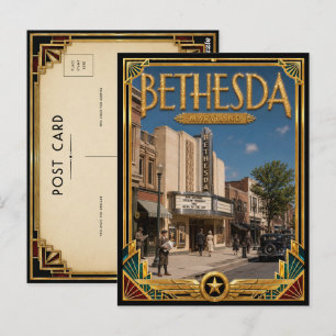 Cartão Postal Bethesda Maryland Arte Deco Antigo Idade Dourada