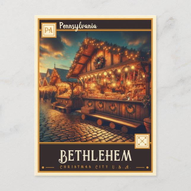 Cartão Postal Bethlehem, Pensilvânia | Vintage (Frente)