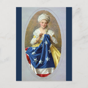 Cartão Postal Betsy Ross costurando a primeira bandeira american