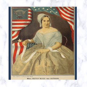 Cartão Postal Betsy Ross Flag e Seal