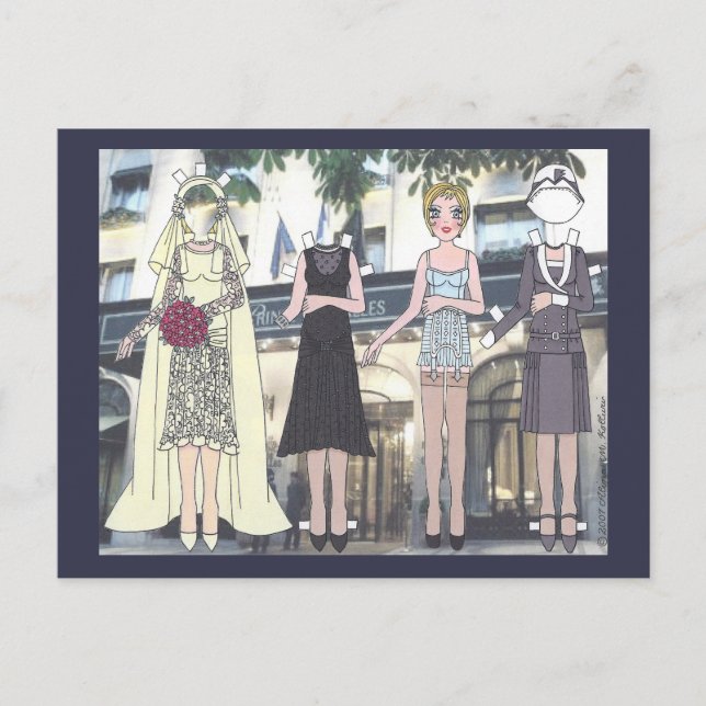 Cartão Postal Betty, Art Deco Bride de 1928 Paper Doll Postcard (Frente)