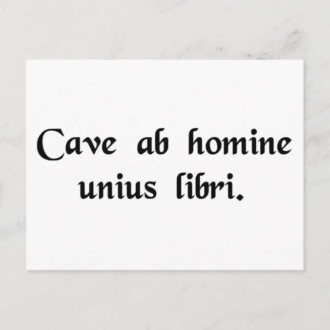 Cartão Postal Beware de qualquer um que tem apenas um livro (Frente)