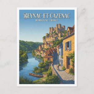 Cartão Postal Beynac-et-Cazenac Sarlat-la-Canéda França Lembranç