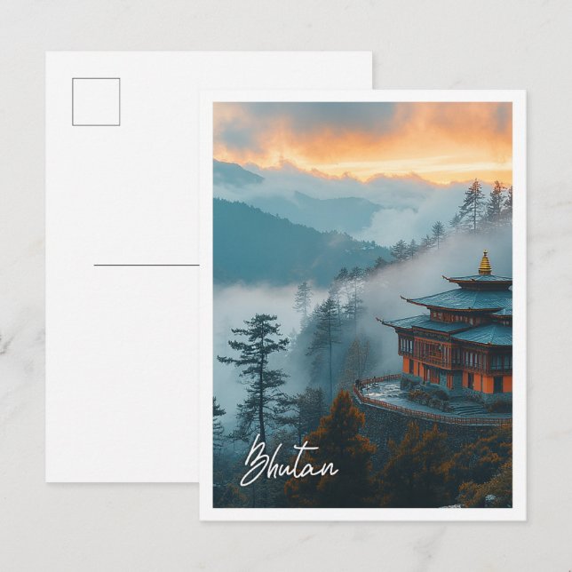 Cartão Postal Bhutan belo lugar turístico (Frente/Verso)