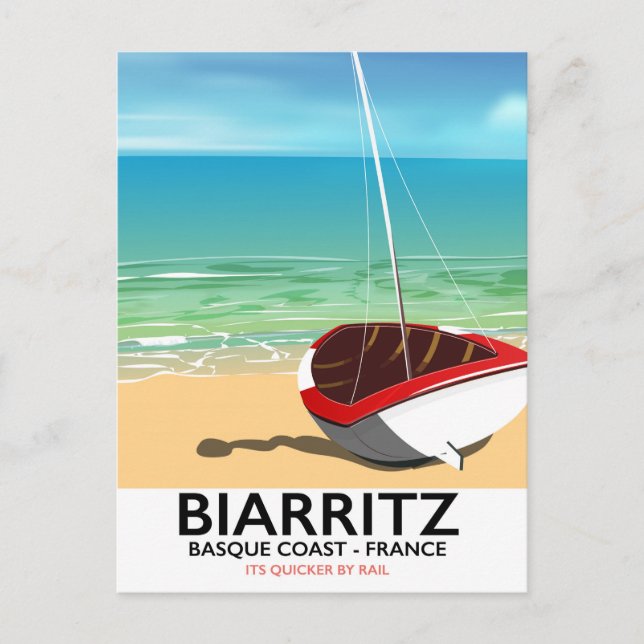 Cartão Postal Biarritz France Beach poster de viagens (Frente)