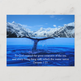 Cartão Postal Bíblia de Baleia de Humpback Verso - Cartão-postal