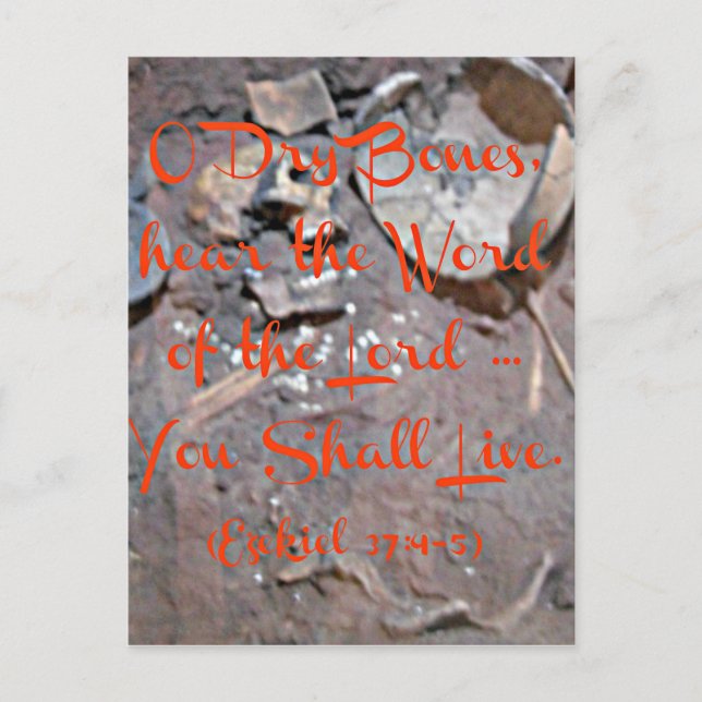 Cartão Postal Bíblia Ezekiel Ossos secos (Frente)