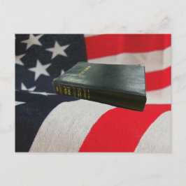 Cartão Postal Bíblia na bandeira americana