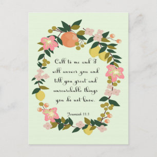 Cartão Postal Bíblia Verse Art - Jeremiah 33:3