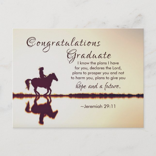 Cartão Postal Bíblia Verse "Eu sei os planos que tenho" Graduaçã (Frente)