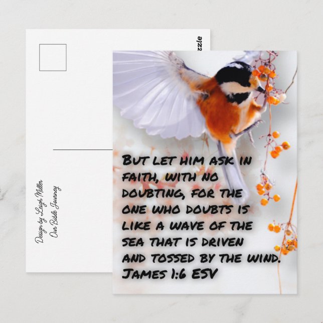 Cartão postal Bíblia Verse James 1:6 (Frente/Verso)