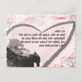 Cartão Postal Bíblia Verse John 3:16 Grunge Heart