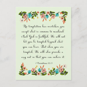 Cartão Postal Bíblia Verses Art - 1 Corintianos 10:13
