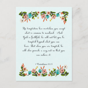 Cartão Postal Bíblia Verses Art - 1 Corintianos 10:13