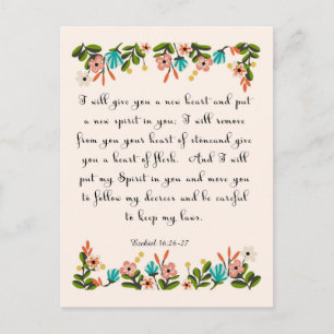 Cartão Postal Bíblia Verses Art - Ezekiel 36:26-27