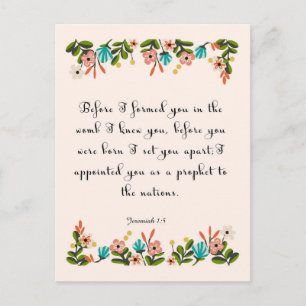 Cartão Postal Bíblia Verses Art - Jeremiah 1:5