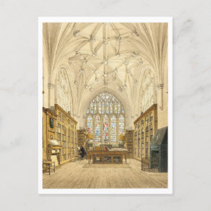 Cartão Postal Biblioteca antiga no Winchester College Vintage