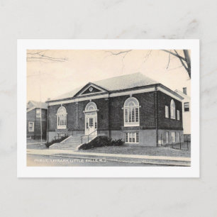 Cartão Postal Biblioteca Carnegie, Little Falls, New Jersey Vint