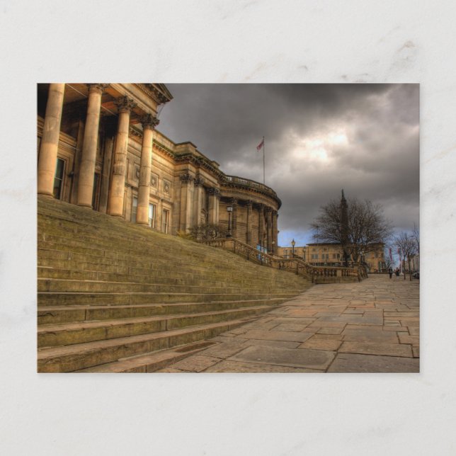 Cartão Postal Biblioteca Central de Liverpool, em Ruas William B (Frente)