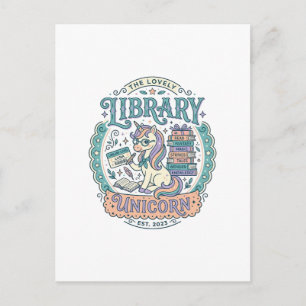 Cartão Postal Biblioteca de Unicórnio Camiseta Gráfica Caprichos