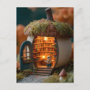 Cartão Postal Biblioteca Esquilo Dentro de uma Casa de Bolota Mu