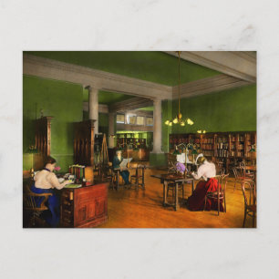 Cartão Postal Biblioteca - Leitura do adulto em 1900