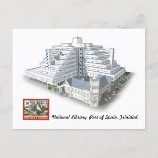 Cartão Postal Biblioteca Nacional, Porto de Espanha, Cartão-post