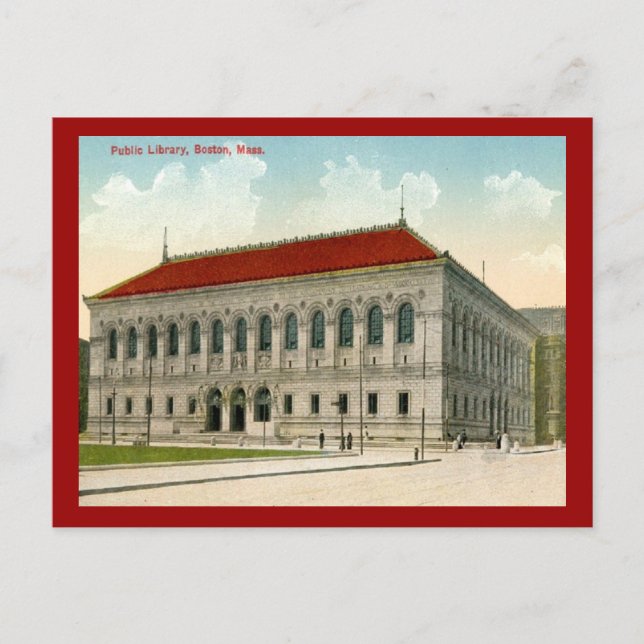 Cartão Postal Biblioteca Pública, Boston 1911 Vintage (Frente)