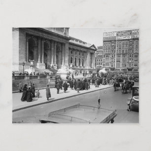 Cartão Postal Biblioteca, Rua 42, Nova Iorque 1913 Vintage