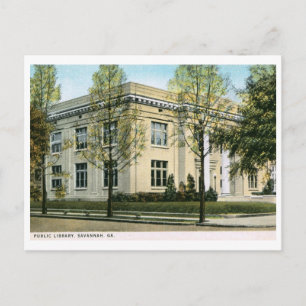 Cartão Postal Biblioteca, Savannah, GA Vintage