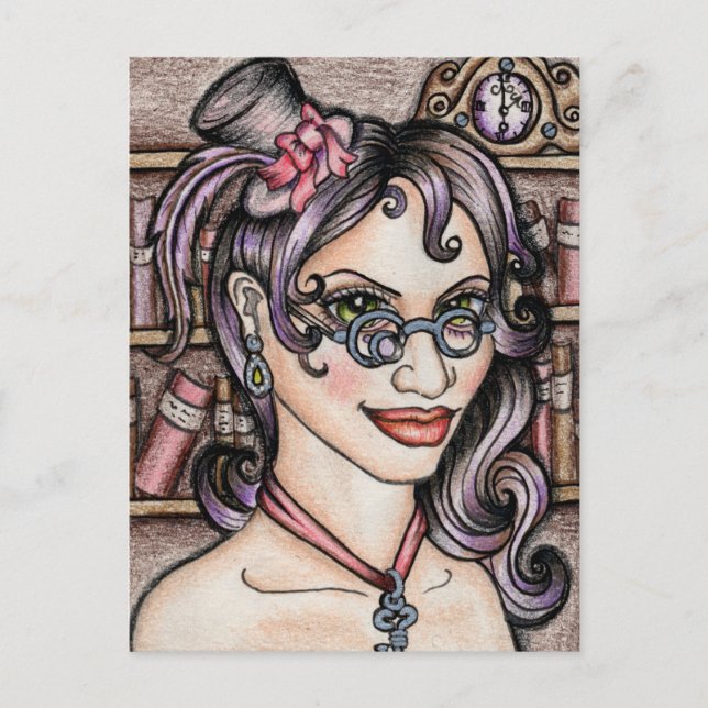 Cartão Postal Biblioteca Steampunk Steamface (Frente)